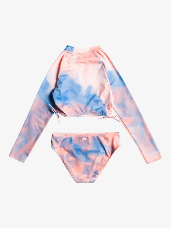 Roxy Girls Malibu Story Long Sleeve Cropped Bikini Top Set