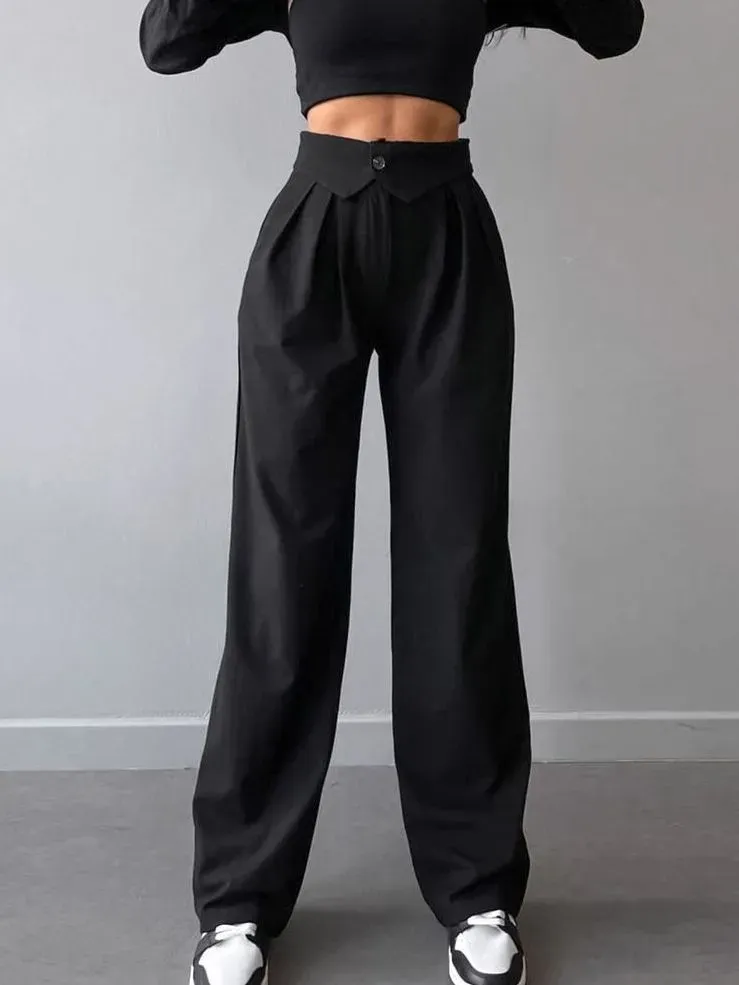 Sabrina High-Waisted Pleated Wide-Leg Trousers