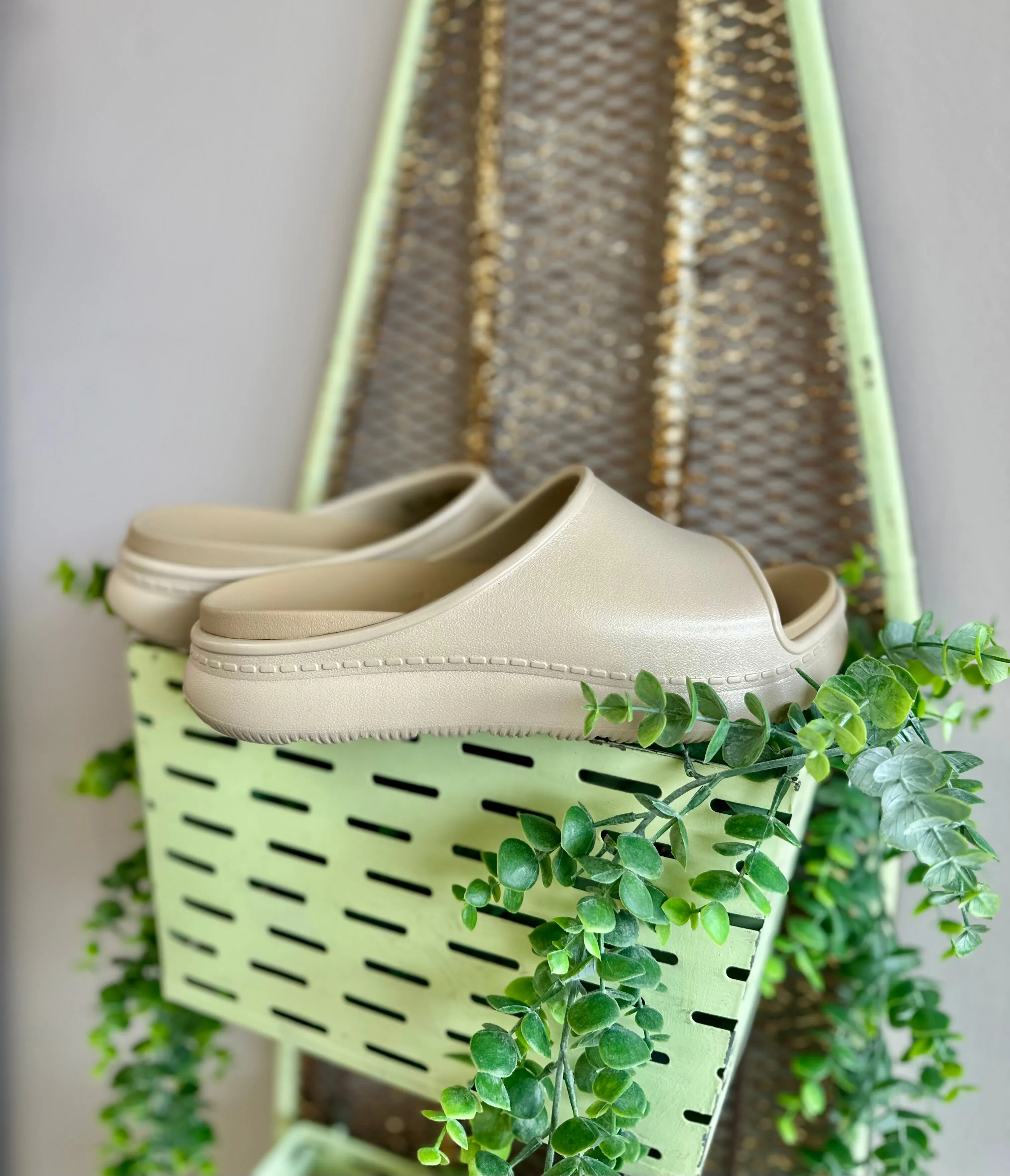 Sand Platform Slide Sandals