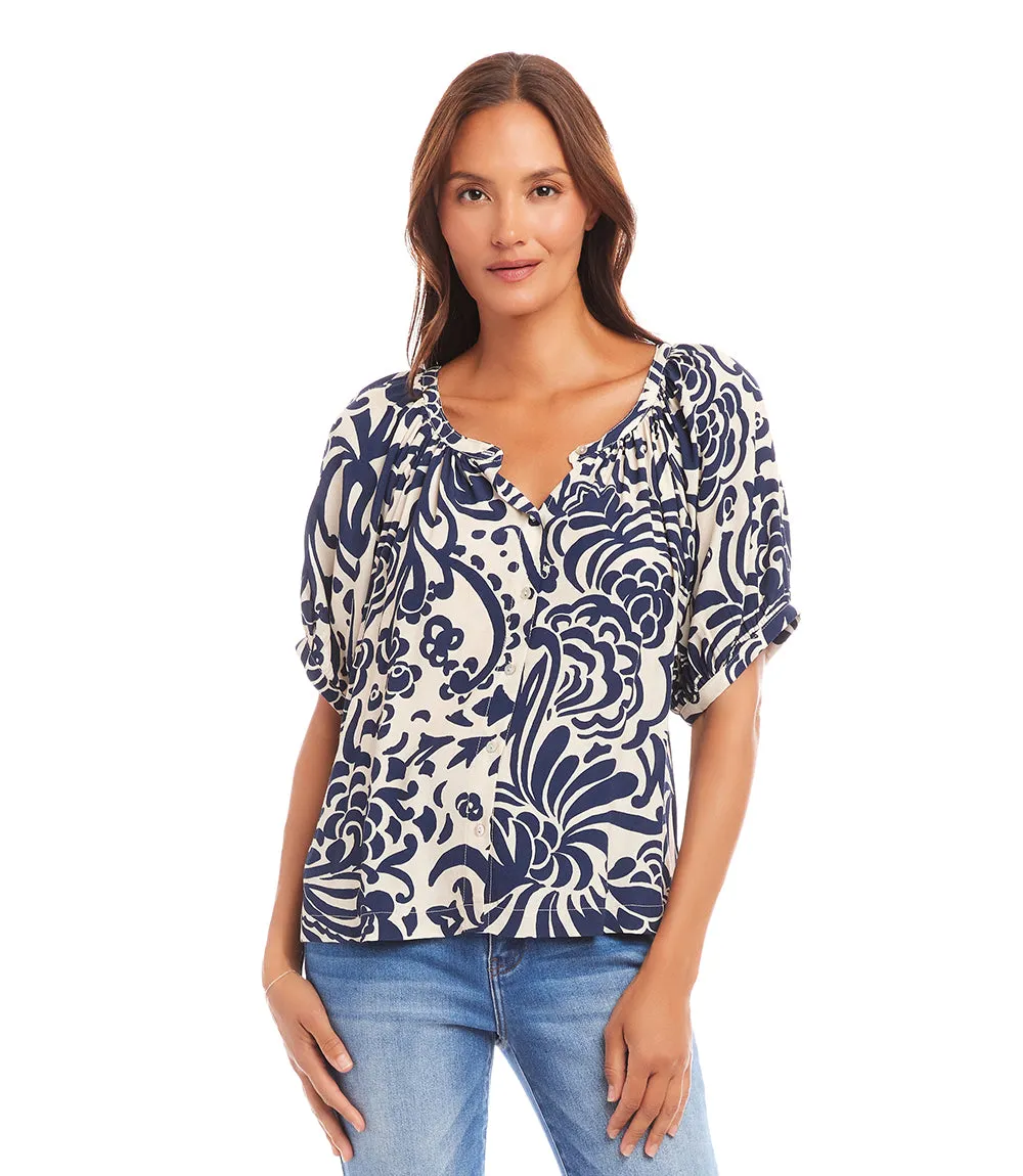 Short Sleeve Peasant Top