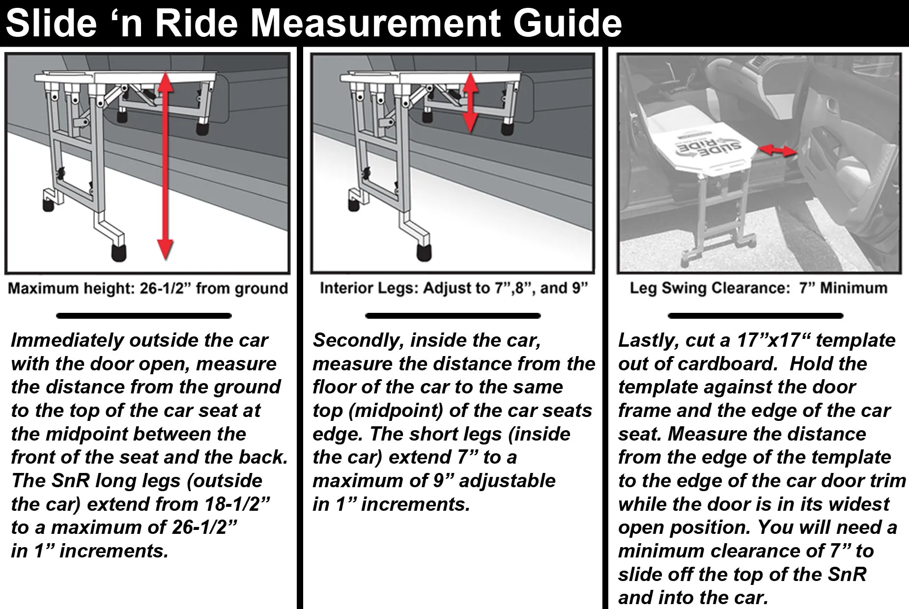 Slide 'n Ride vehicle transfer seat
