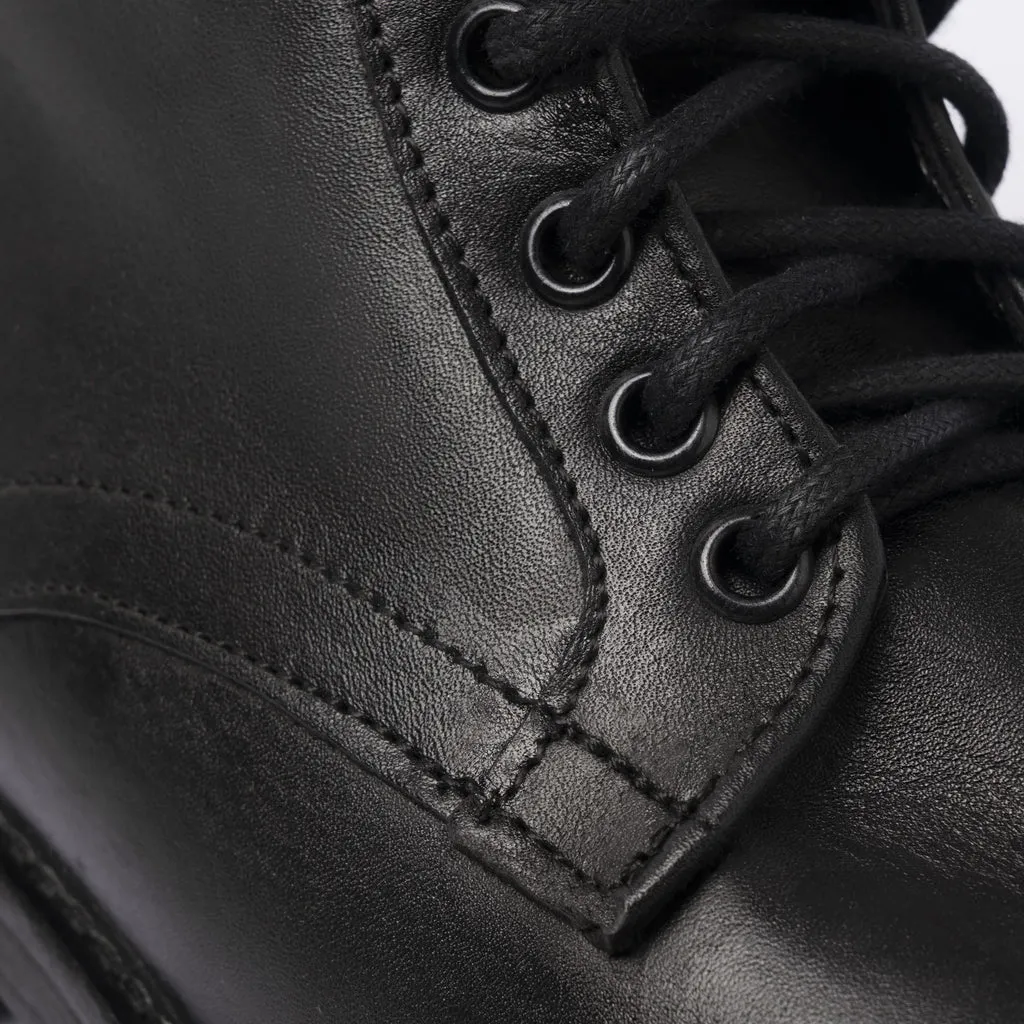Smooth Leather Ankle Boots - Black