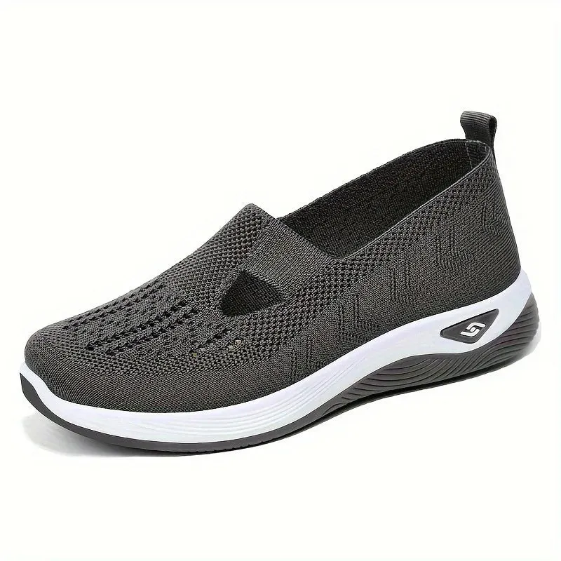 Soft Sole Knitted Sneakers - Breathable Comfort Casual Sports Shoes Woman Lightweight Hollow Out Mesh Flats Summer Shoes For Women