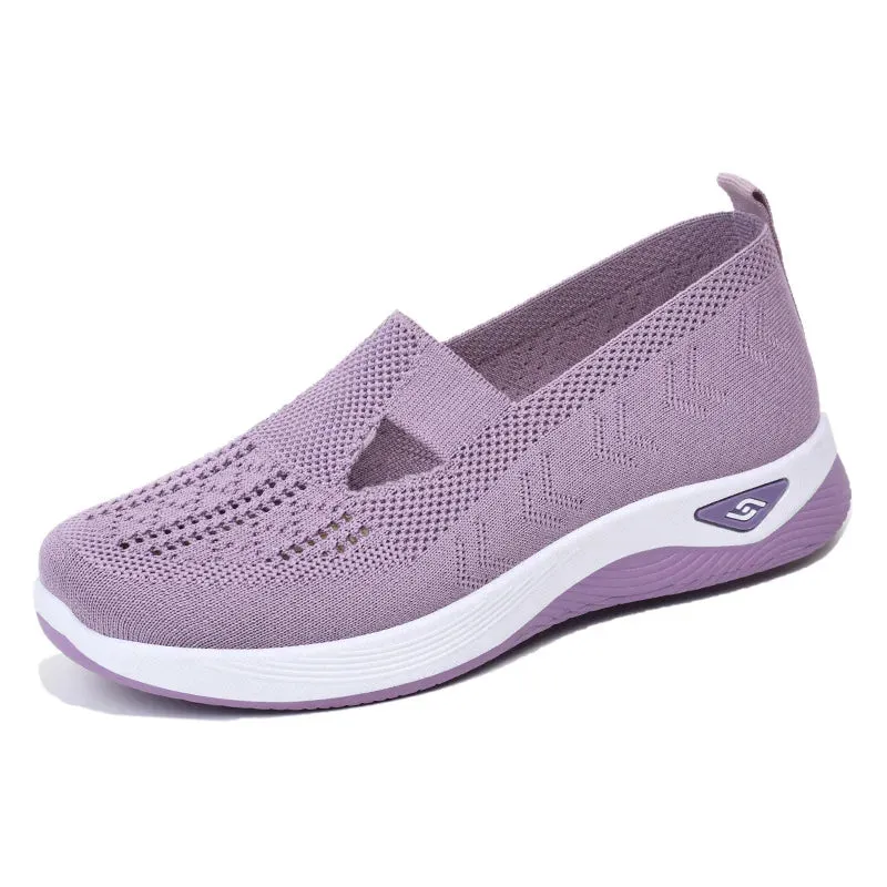 Soft Sole Knitted Sneakers - Breathable Comfort Casual Sports Shoes Woman Lightweight Hollow Out Mesh Flats Summer Shoes For Women