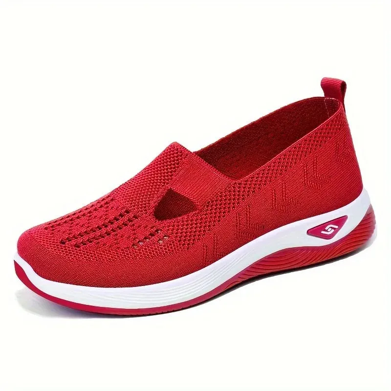 Soft Sole Knitted Sneakers - Breathable Comfort Casual Sports Shoes Woman Lightweight Hollow Out Mesh Flats Summer Shoes For Women