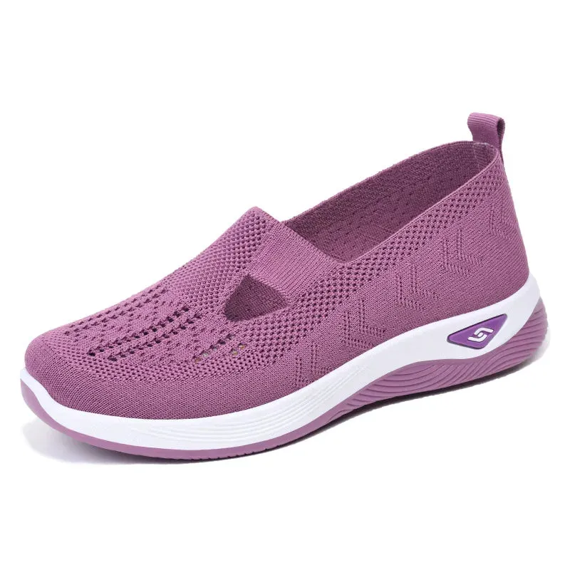 Soft Sole Knitted Sneakers - Breathable Comfort Casual Sports Shoes Woman Lightweight Hollow Out Mesh Flats Summer Shoes For Women