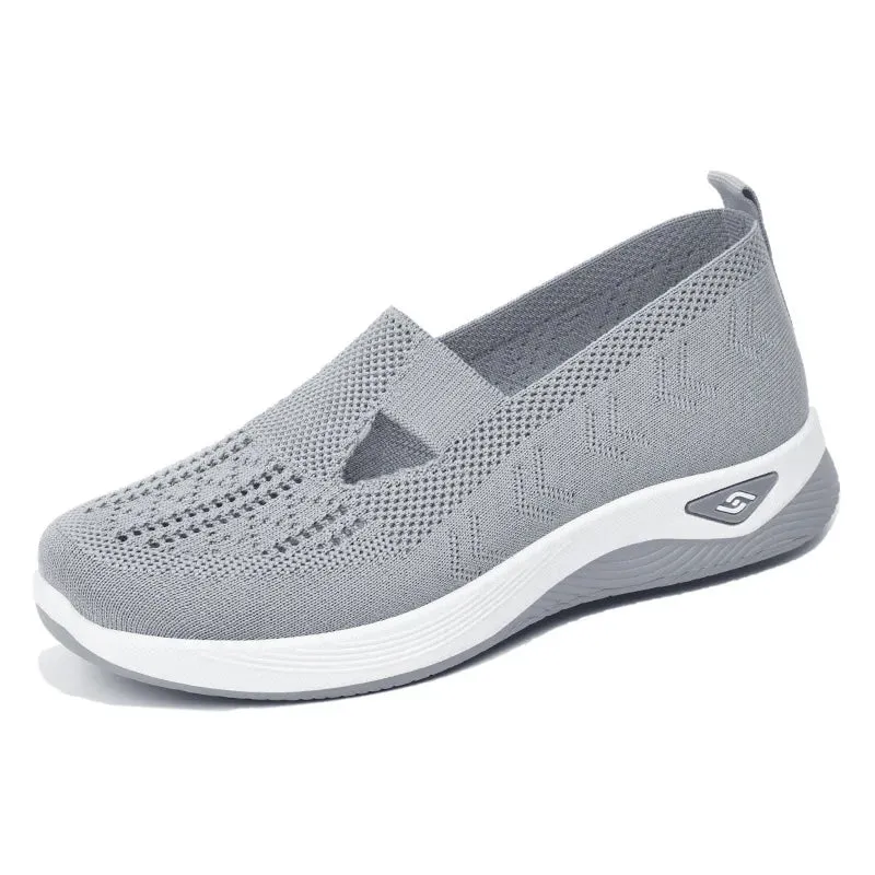 Soft Sole Knitted Sneakers - Breathable Comfort Casual Sports Shoes Woman Lightweight Hollow Out Mesh Flats Summer Shoes For Women
