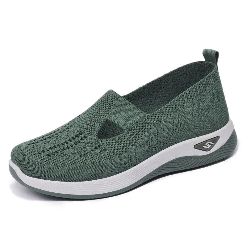 Soft Sole Knitted Sneakers - Breathable Comfort Casual Sports Shoes Woman Lightweight Hollow Out Mesh Flats Summer Shoes For Women