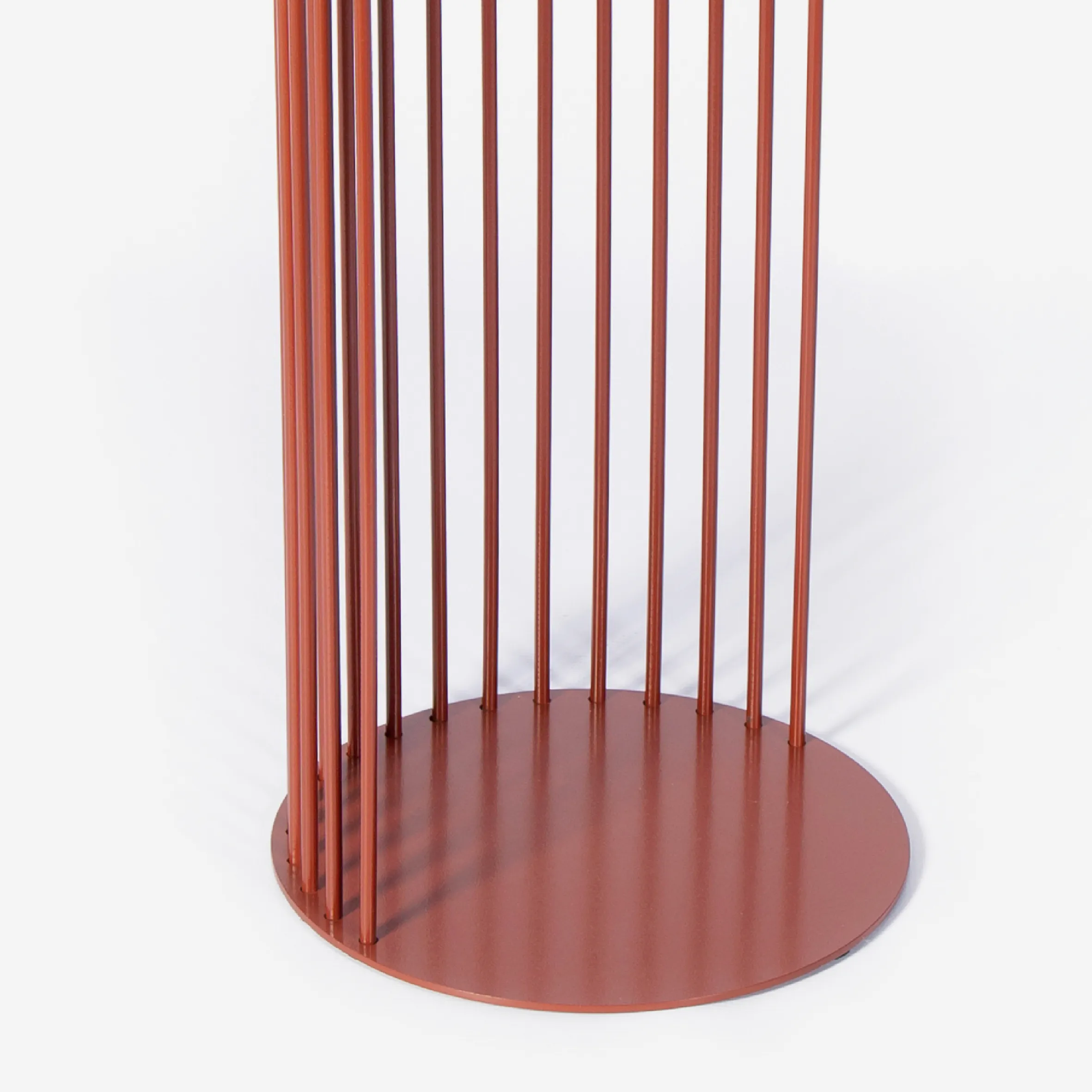 Spine End Table Oxide Red   Wood
