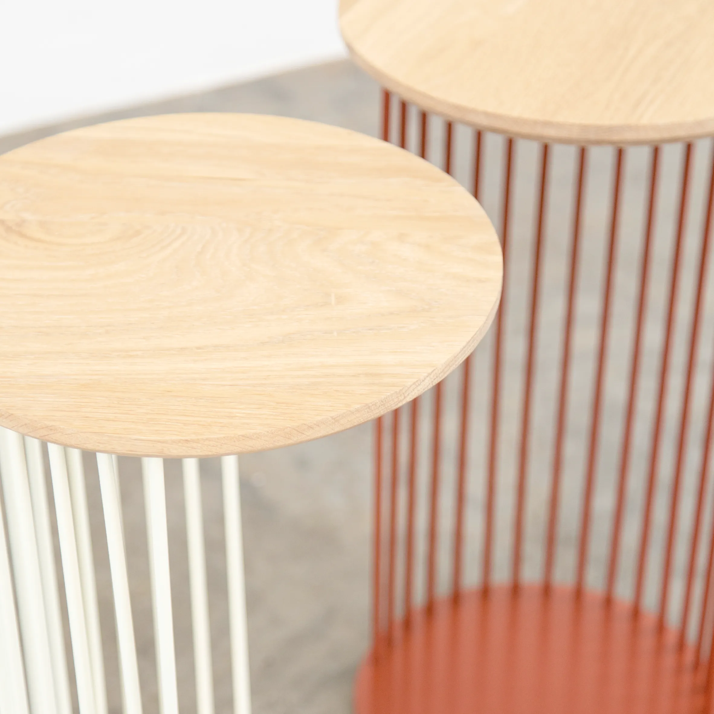 Spine End Table Oxide Red   Wood