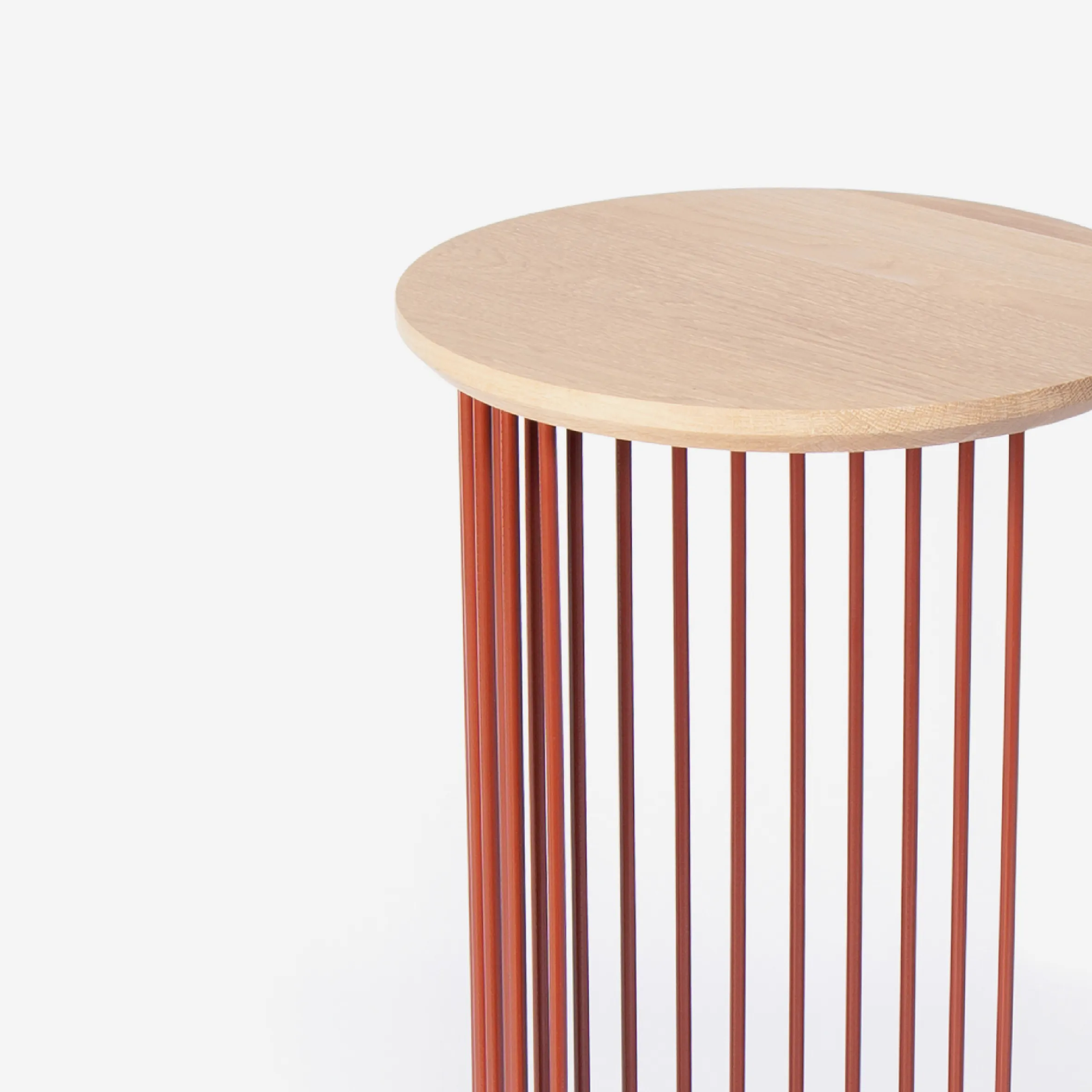 Spine End Table Oxide Red   Wood