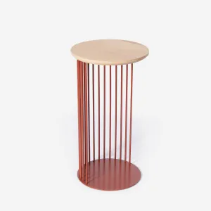 Spine End Table Oxide Red   Wood