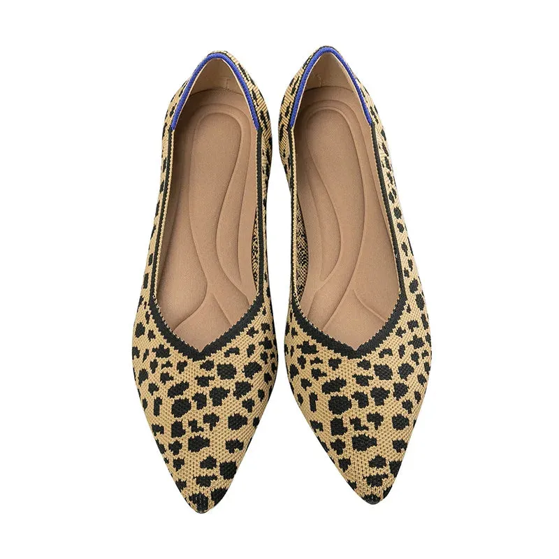 Spring and autumn flat shoes fashion leisure Women's flat shoes pointed knitting elastic comfortable boutique shoes
