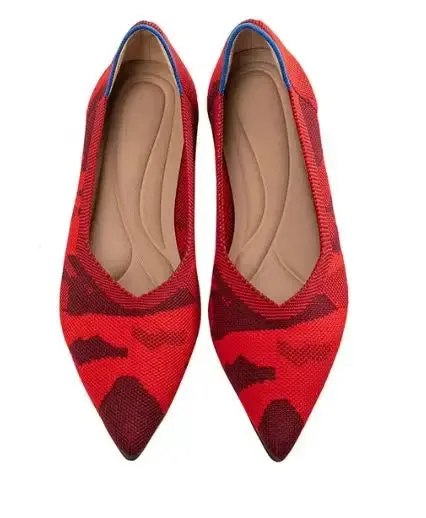 Spring and autumn flat shoes fashion leisure Women's flat shoes pointed knitting elastic comfortable boutique shoes