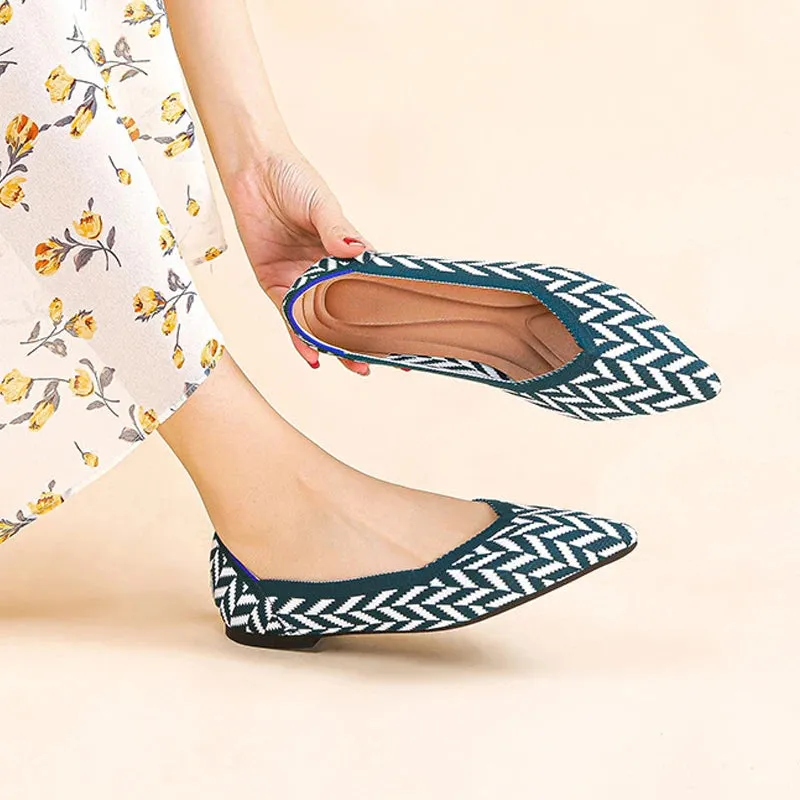 Spring and autumn flat shoes fashion leisure Women's flat shoes pointed knitting elastic comfortable boutique shoes