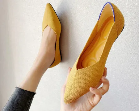 Spring and autumn flat shoes fashion leisure Women's flat shoes pointed knitting elastic comfortable boutique shoes