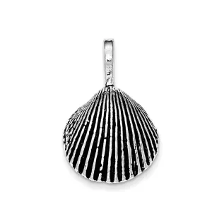 Sterling Silver Antiqued Cockle Shell Chain Slide Pendant