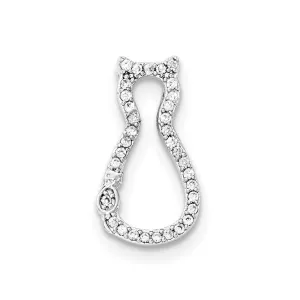 Sterling Silver CZ Cat Chain Slide