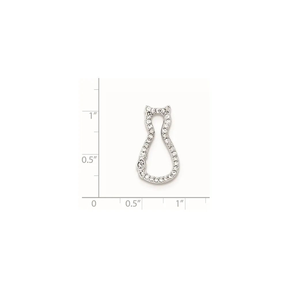 Sterling Silver CZ Cat Chain Slide