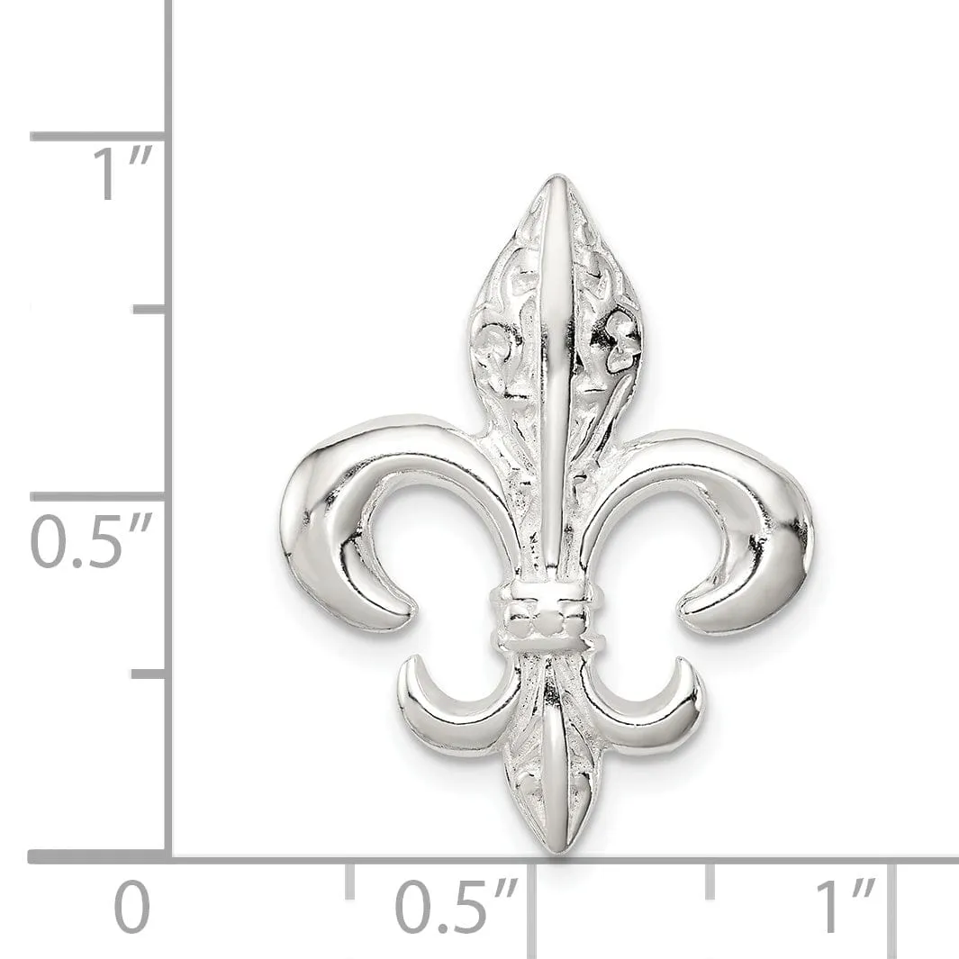 Sterling Silver Polish Fleur De Lis Slide Charm