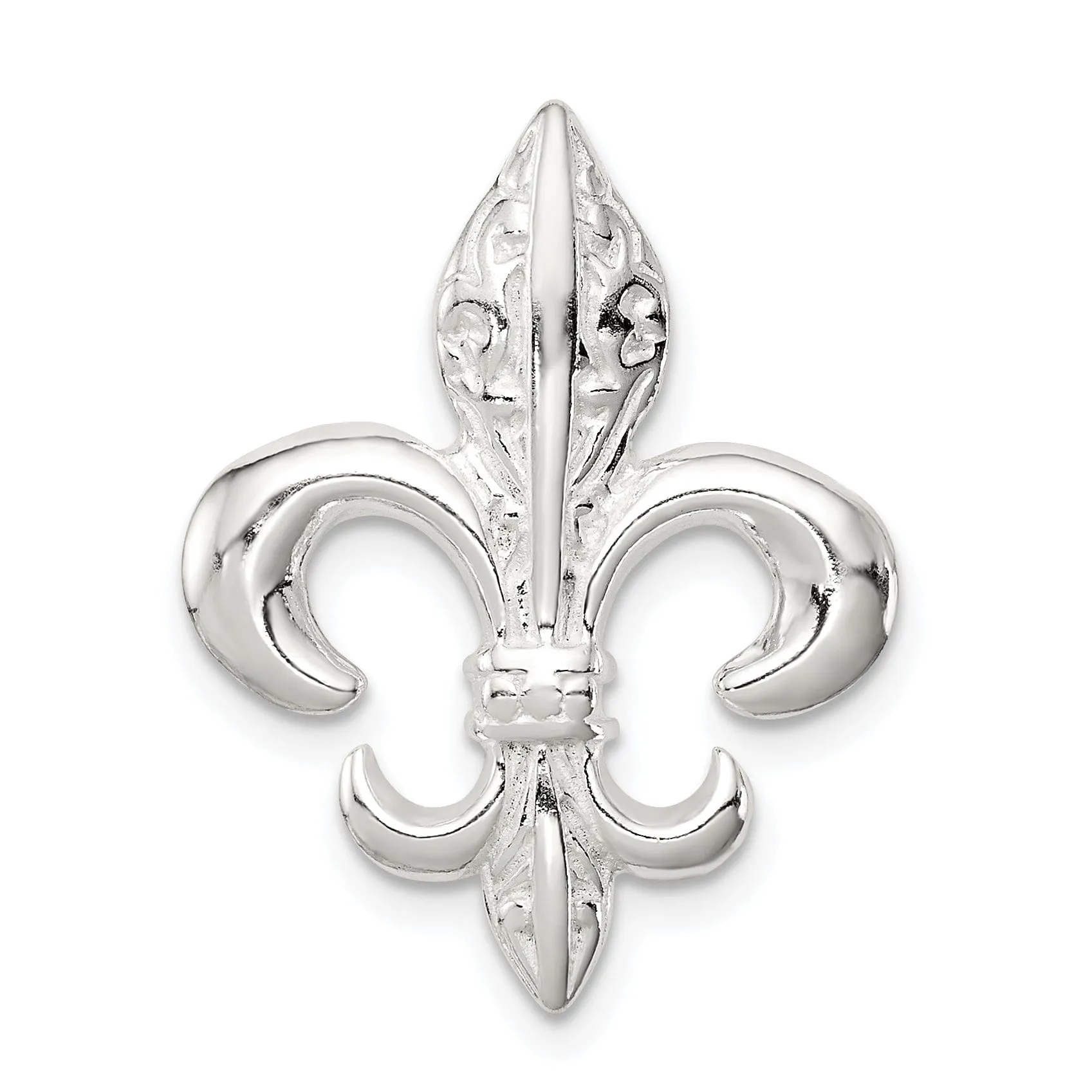 Sterling Silver Polish Fleur De Lis Slide Charm
