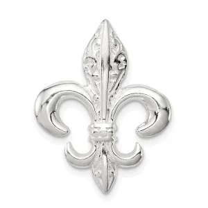 Sterling Silver Polish Fleur De Lis Slide Charm