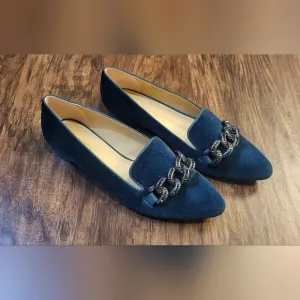Talbots Green Edison Embellished Velvet Flats Size 8.5