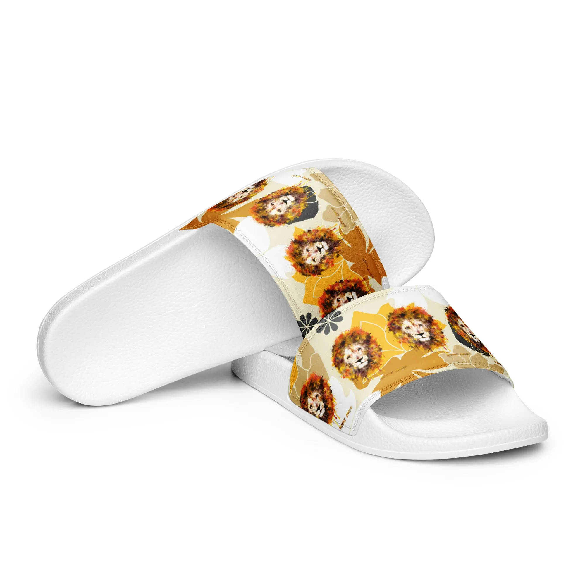 Tan Flowers Women's Slides