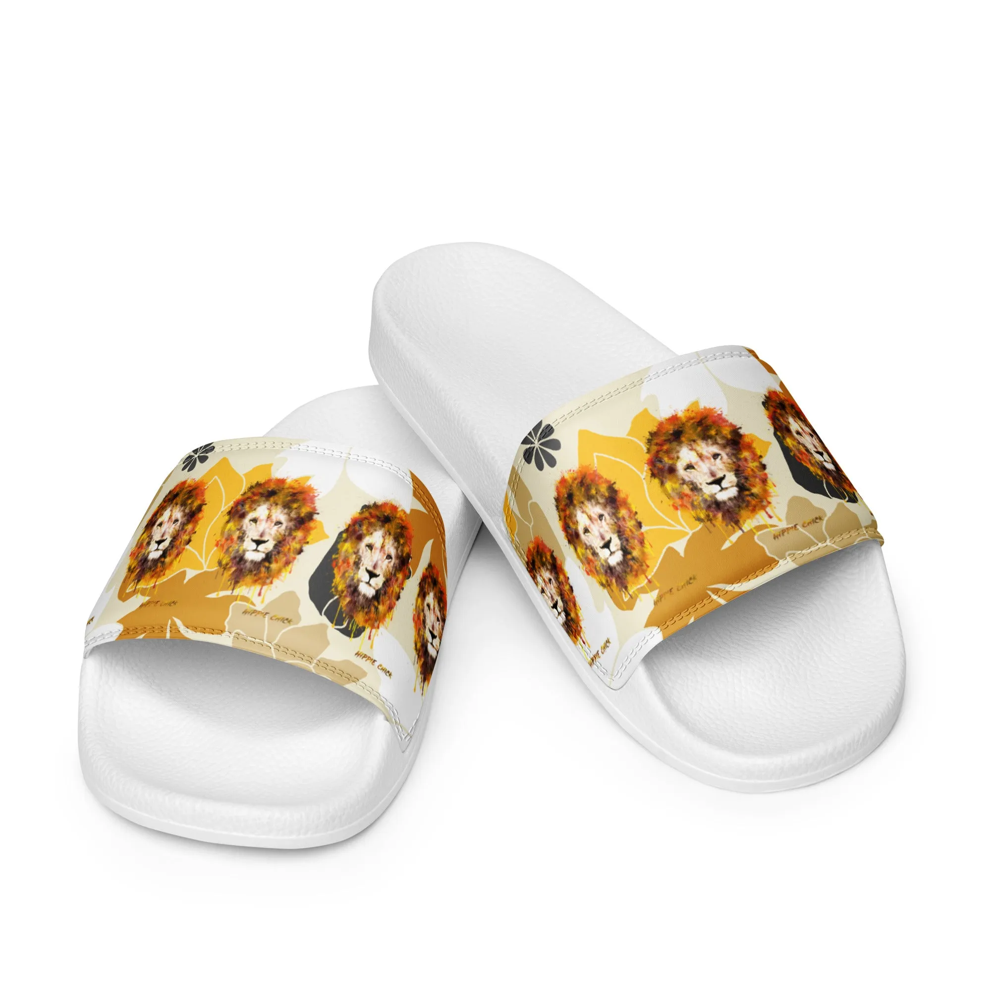 Tan Flowers Women's Slides