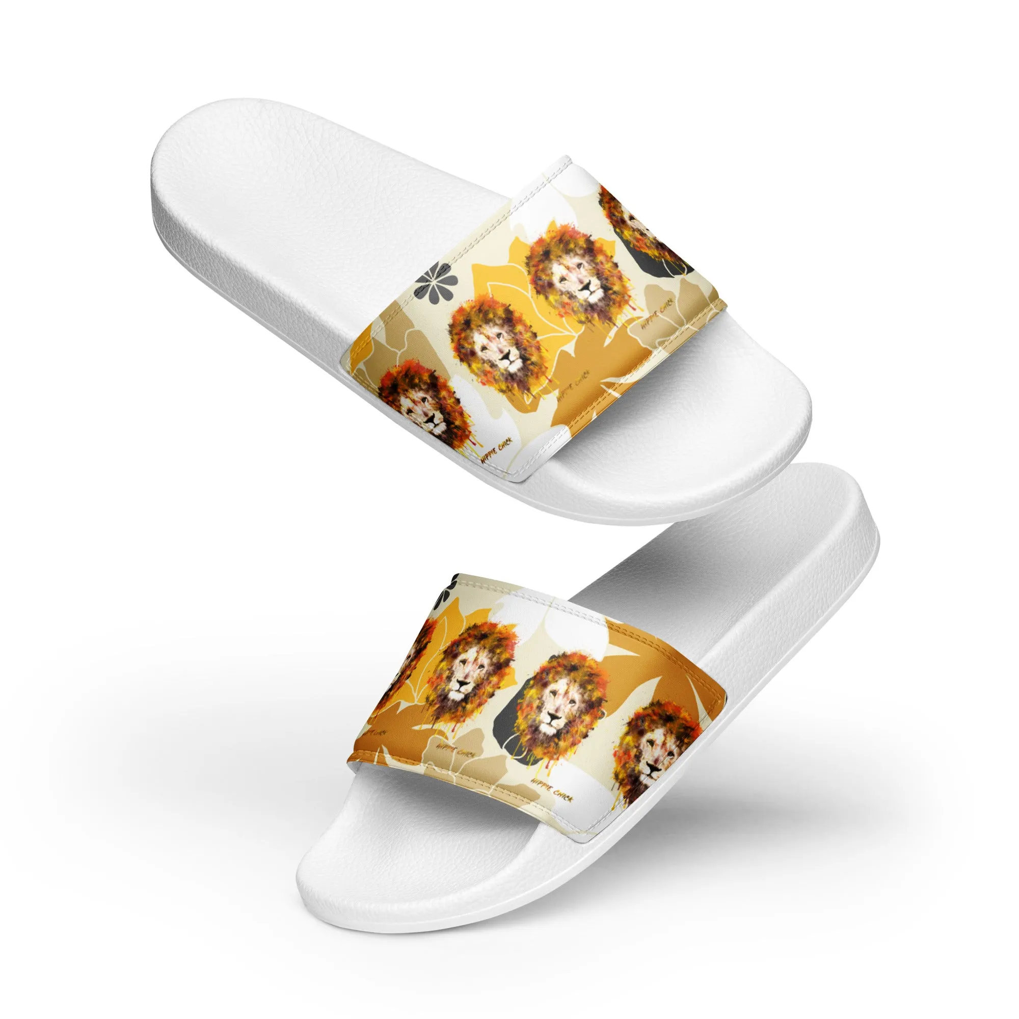 Tan Flowers Women's Slides
