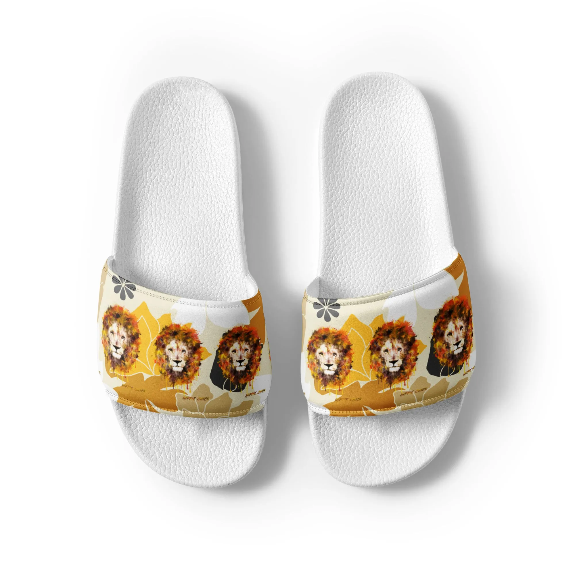 Tan Flowers Women's Slides