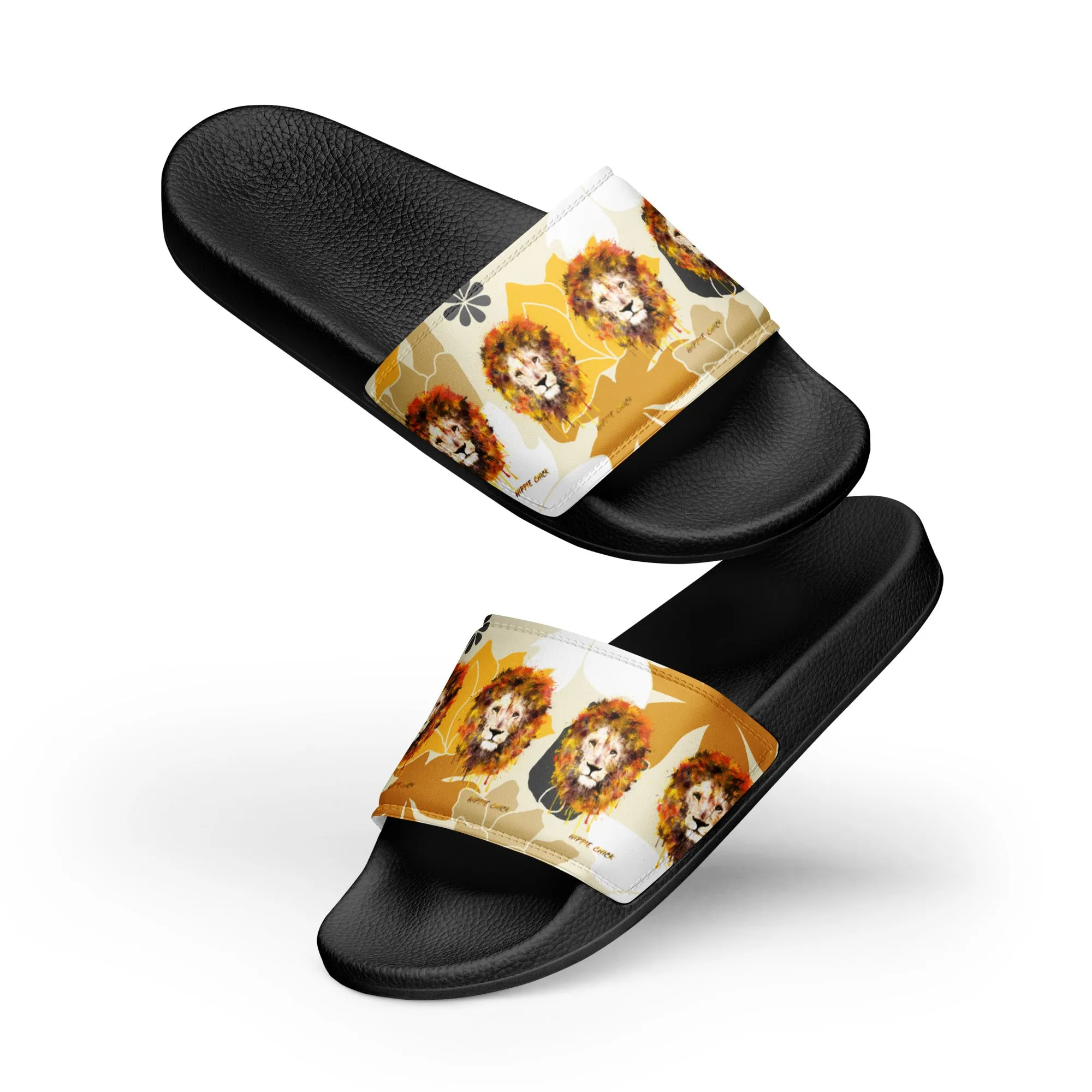 Tan Flowers Women's Slides