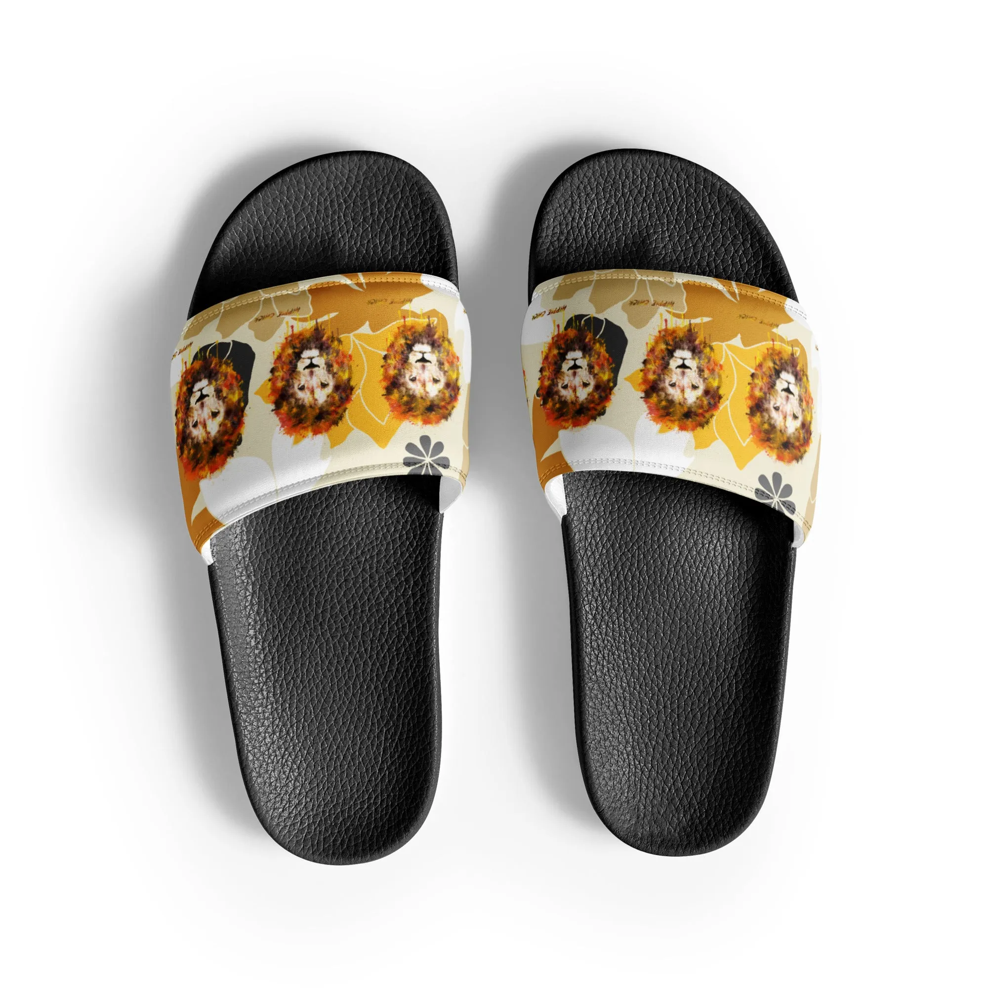 Tan Flowers Women's Slides