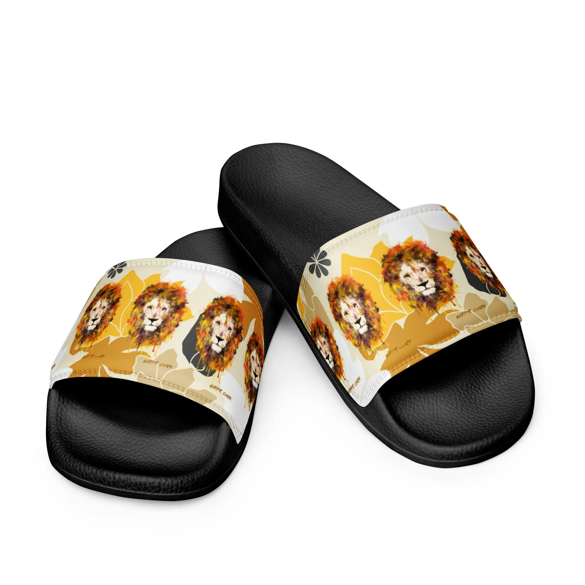 Tan Flowers Women's Slides