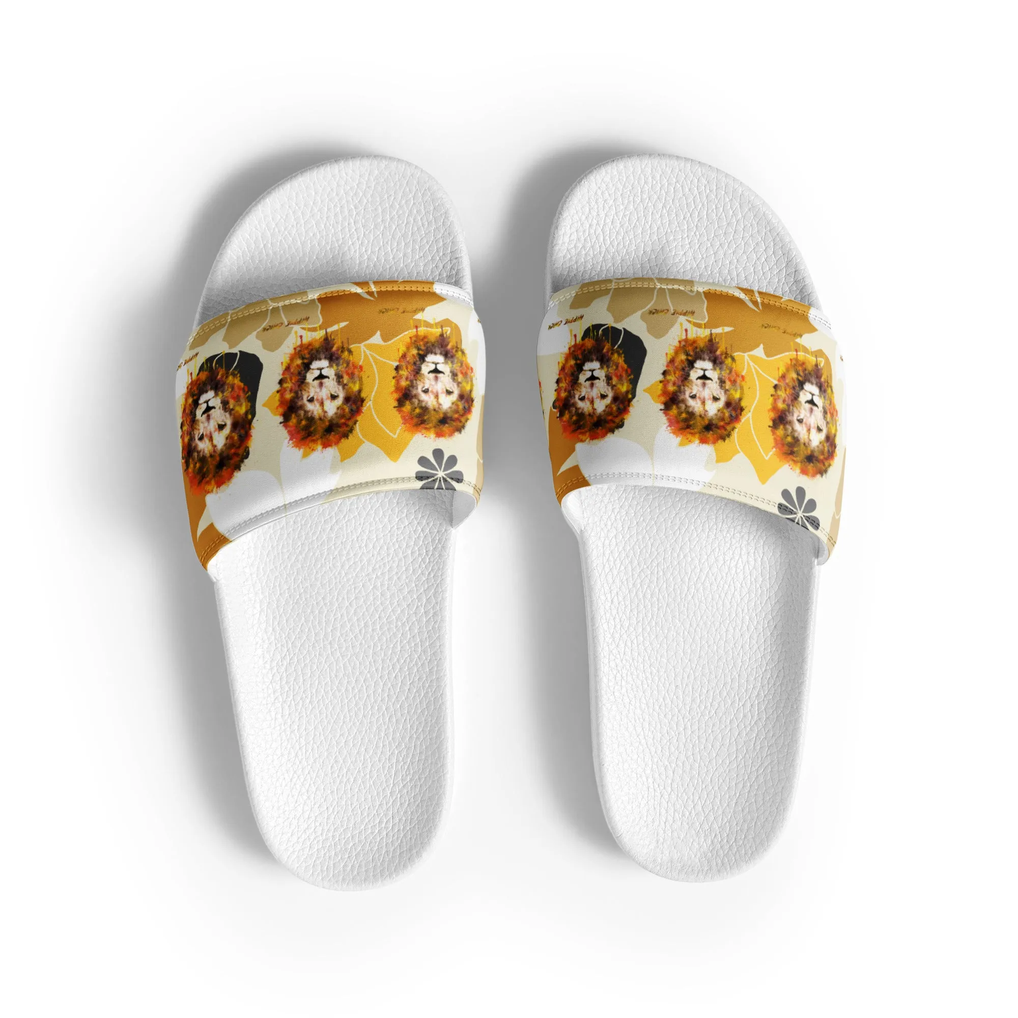 Tan Flowers Women's Slides