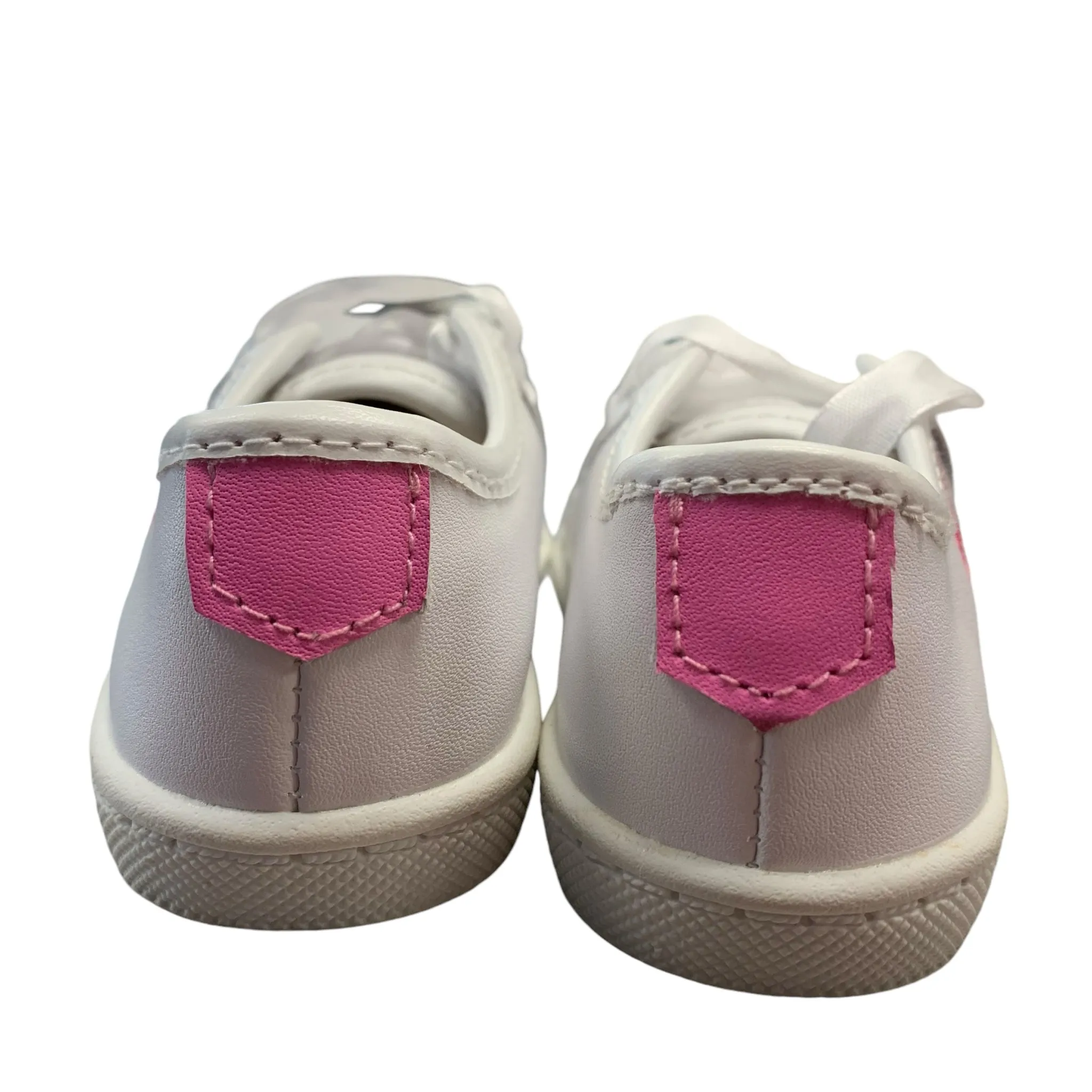 Tiny Toes Nation Girl's White Breast Cancer Awareness Shoes Size 4