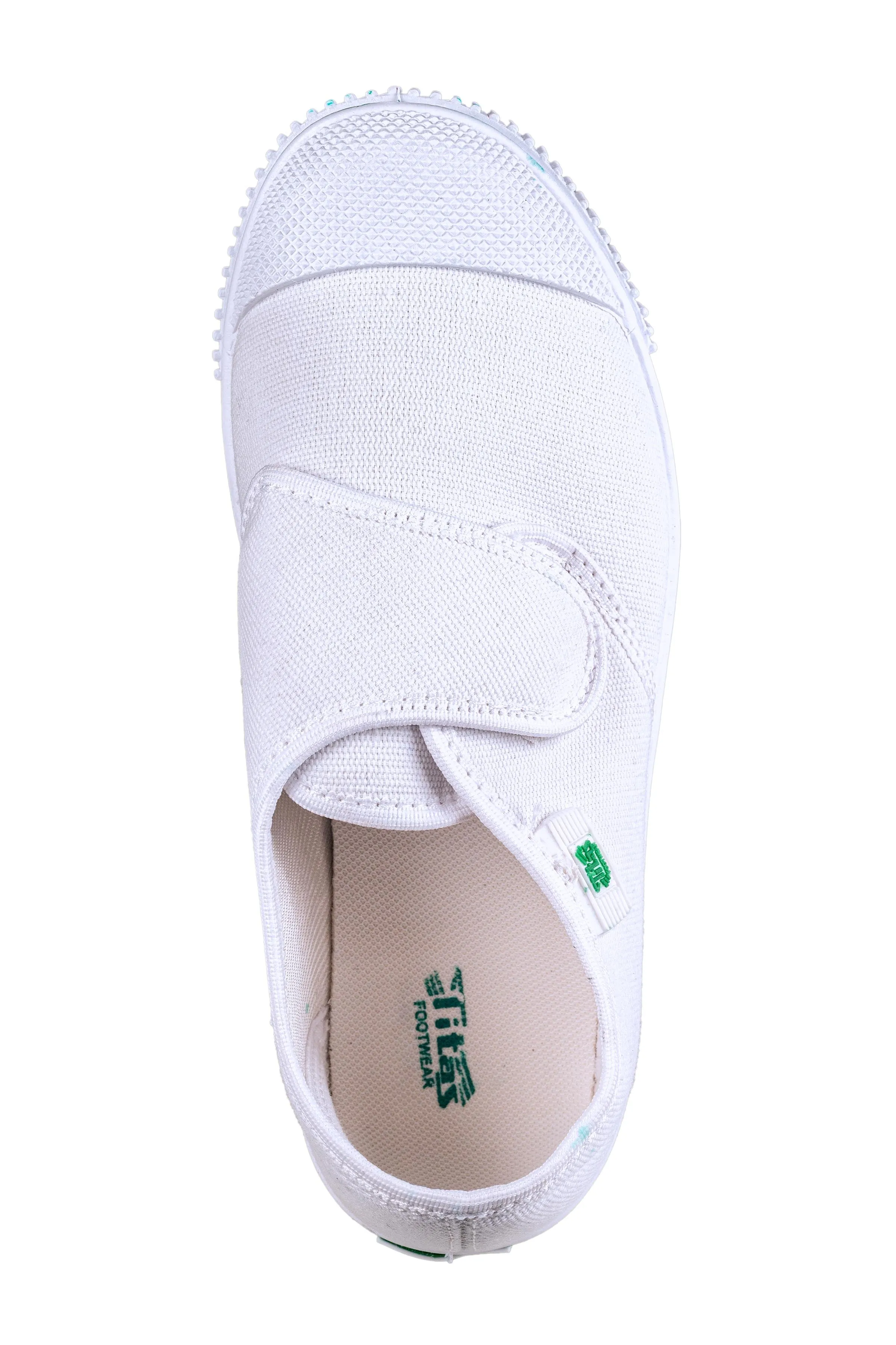 Titas Children White Canvas School Shoe (4 Years To 9 Years)(Velcro Comfort)