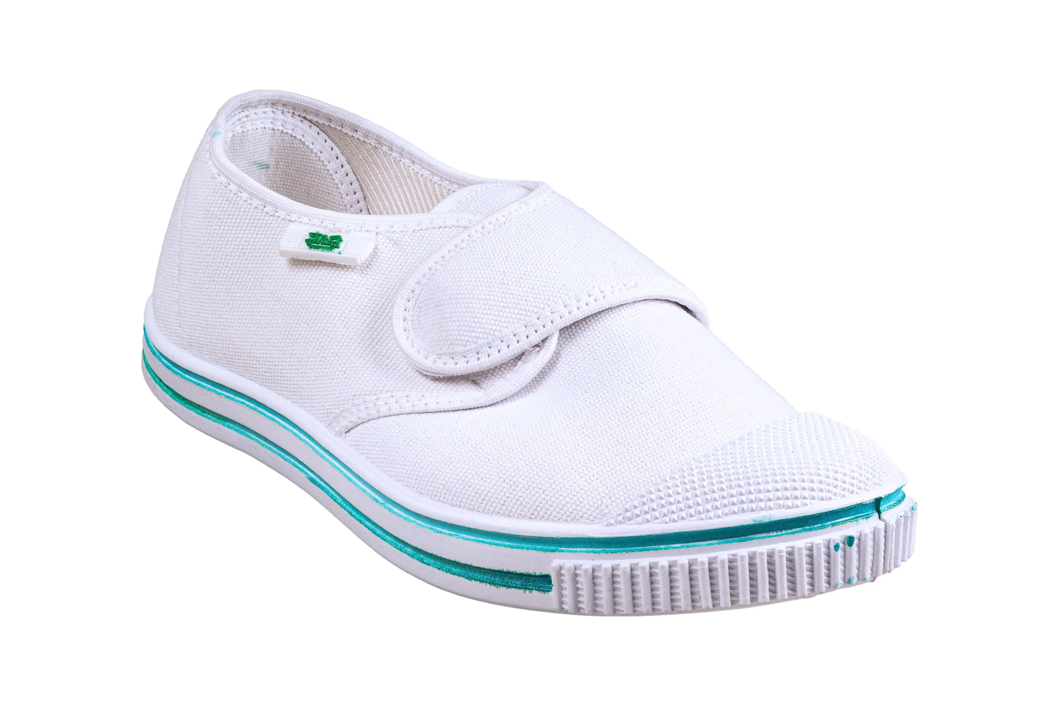 Titas Children White Canvas School Shoe (4 Years To 9 Years)(Velcro Comfort)