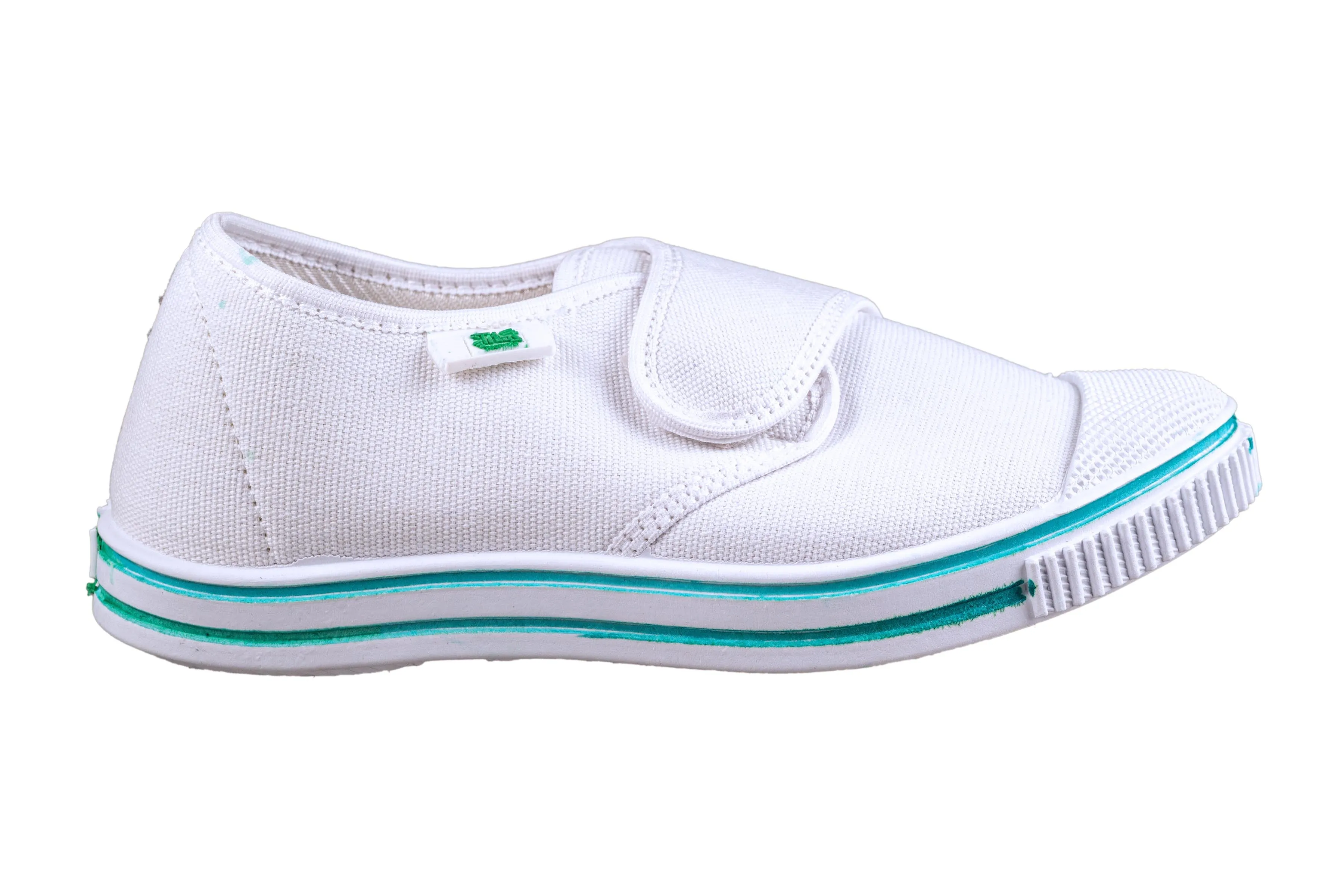 Titas Children White Canvas School Shoe (4 Years To 9 Years)(Velcro Comfort)
