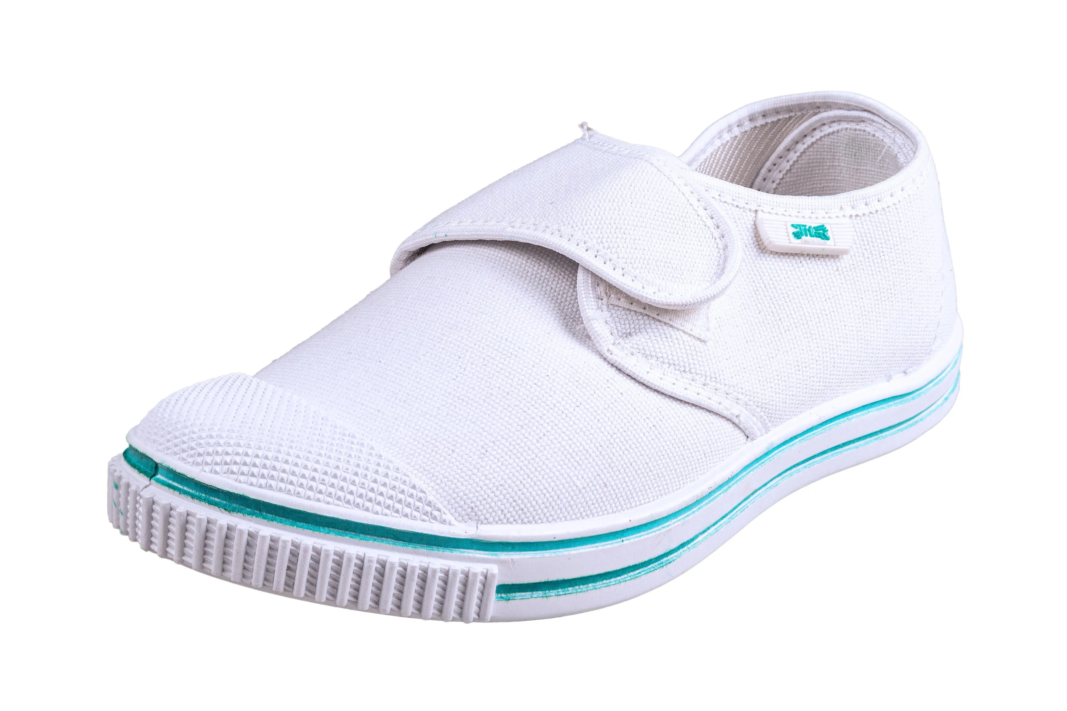 Titas Children White Canvas School Shoe (4 Years To 9 Years)(Velcro Comfort)