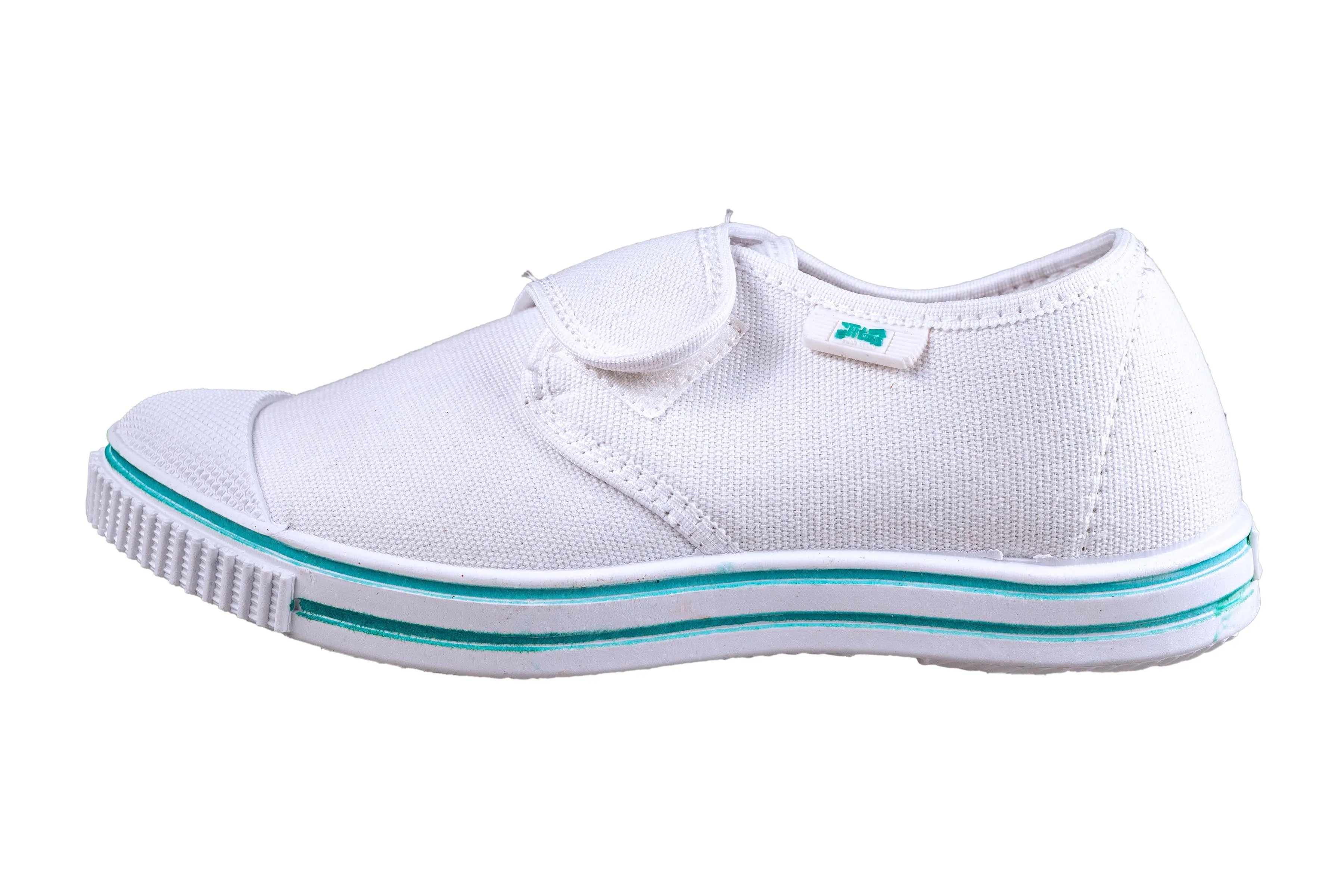 Titas Children White Canvas School Shoe (4 Years To 9 Years)(Velcro Comfort)