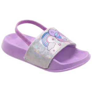Toddler Girls Iridescent Fancy Unicorn Slide with Elastic Backstrap