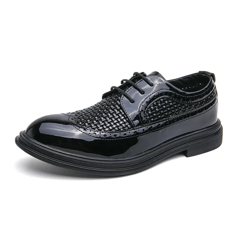 Tweed and Leather Brogue Oxford Shoes