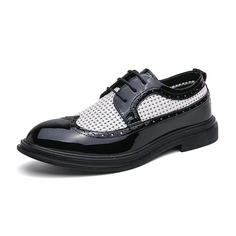 Tweed and Leather Brogue Oxford Shoes