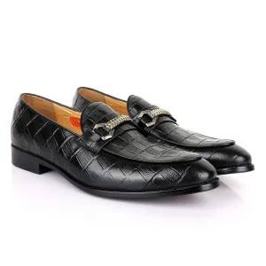 Valentino Classic Chain Block Black Leather Shoe