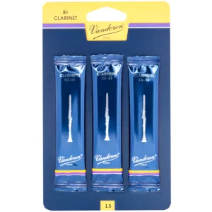 Vandoren B Flat Clarinet Reed Traditional Card 3 1.5