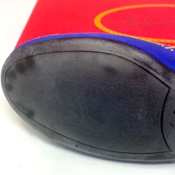 VANELI Women's Slip On Flats Blue Orange Color Block Suede Gold Studs 7M NWOT