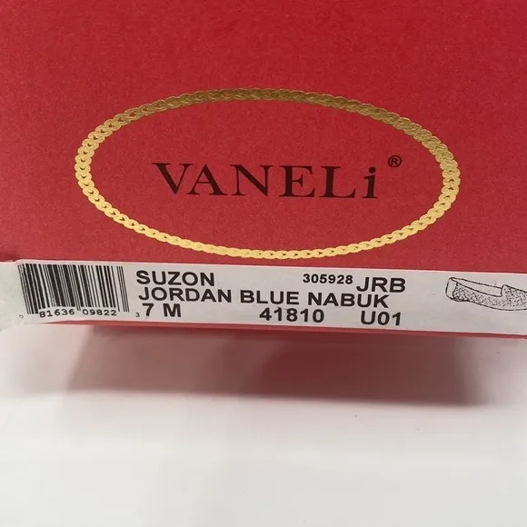 VANELI Women's Slip On Flats Blue Orange Color Block Suede Gold Studs 7M NWOT