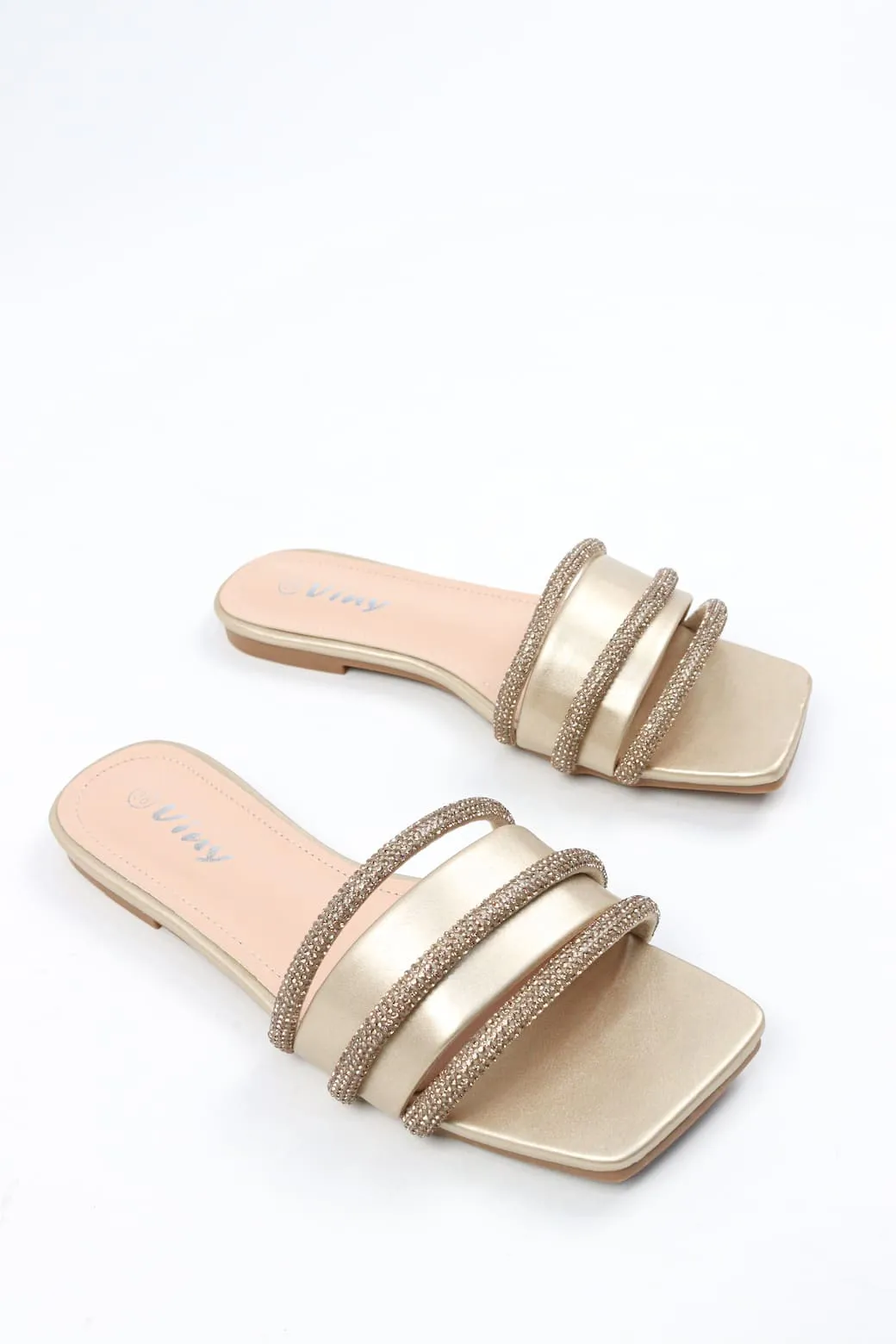Viny - Women's Thick Diamond Embellished Flats