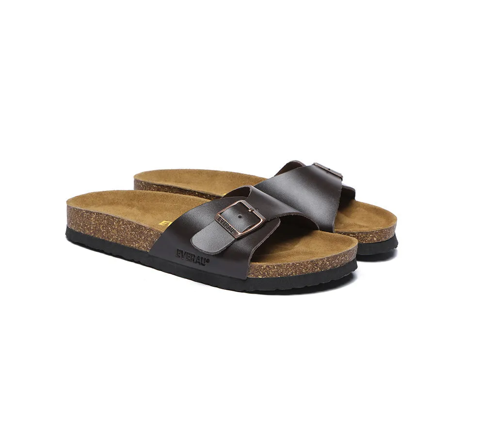 Women Men Leather Adjustable Embossed Summer Beach Charms Walk Sandal Slides